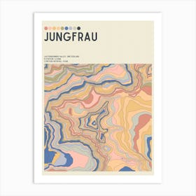 Jungfrau Switzerland Topographic Contour Map Art Print