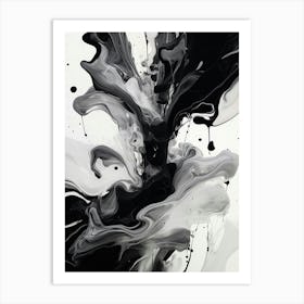 Fluid Dynamics Abstract Black And White 2 Art Print