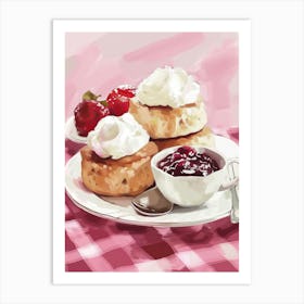 Pink Breakfast Food Scones 4 Art Print