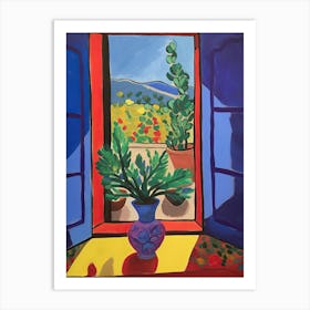 Open Window With Cat Matisse Style Tuscany Italy 5 Art Print