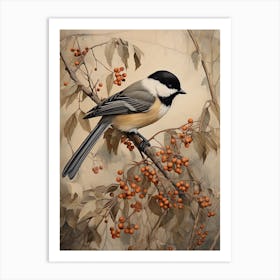 Dark And Moody Botanical Carolina Chickadee 3 Affiche