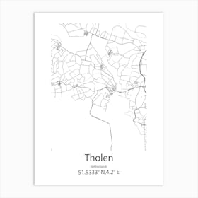 Tholen,Netherlands Minimalist Map Art Print