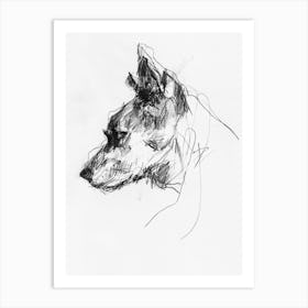 Akita Dog Charcoal Line 4 Art Print