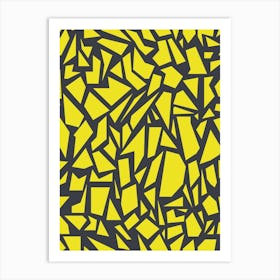 Geometric Pattern Grey Yellow Art Print