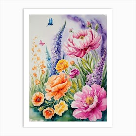 Watercolor Of Flowers 8 Art Print