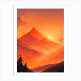 Misty Mountains Vertical Composition In Orange Tone 61 Art Print