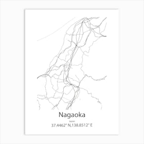 Nagaoka,Japan Minimalist Map Art Print