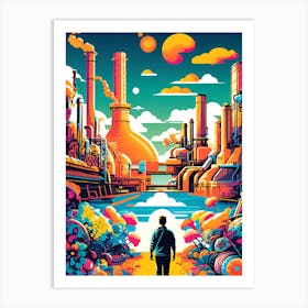 Futuristic City, industry, abstract art Art Print