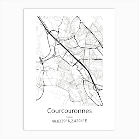 Courcouronnes,France Minimalist Map Art Print