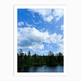 Eagle Flying Over Lake Art Print