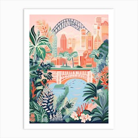The Sydney Harbour Bridge   Sydney, Australia   Cute Botanical Illustration Travel 0 Art Print
