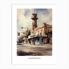 Bakersfield Watercolor 1 Travel Poster Art Print