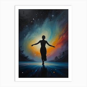 Woman In The Night Sky Art Print