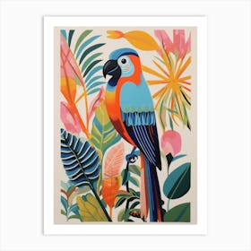 Colourful Scandi Bird Parrot 2 Art Print