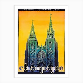 Champagne Cathedral, Vintage Travel Poster Art Print