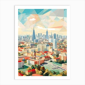 Warsaw, Poland, Geometric Illustration 1 Art Print