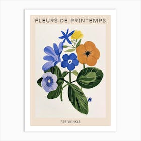 Spring Floral French Poster  Periwinkle 3 Art Print