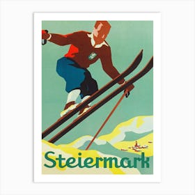 Steiermark Austria Vintage Ski Poster Art Print