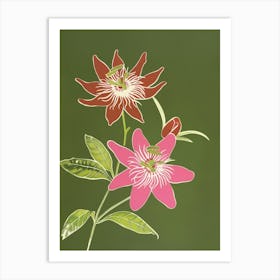 Pink & Green Passionflower 2 Art Print