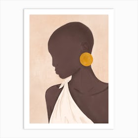 Portrait Of An Black Woman With Earrings Art Print Art Print