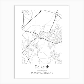 Dalkeith,United Kingdom Minimalist Map Art Print