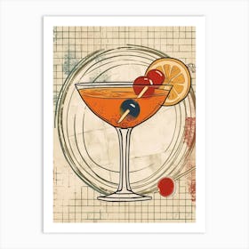 Manhattan Cocktail On A Tiled Background Art Print