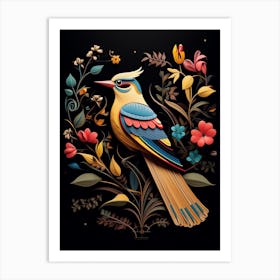 Folk Bird Illustration Cedar Waxwing 2 Art Print