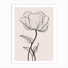 Line Art Tulips Flowers Illustration Neutral 9 Art Print