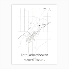 Fort Saskatchewan,Canada Minimalist Map Art Print