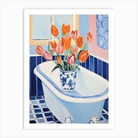 A Bathtube Full Of Tulip In A Bathroom 4 Art Print