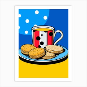 Cartoon Biscuits & Tea Art Print