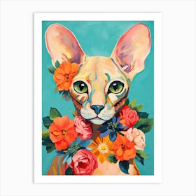 Sphynx Cat With A Flower Crown Painting Matisse Style 3 Art Print