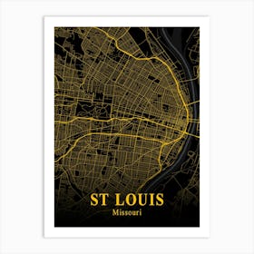 St Louis Gold City Map 1 Art Print