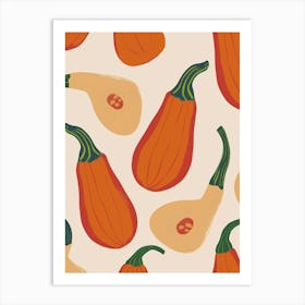 Butternut Squash Pattern Illustration 1 Art Print