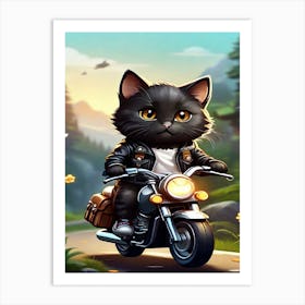 Cat On A Motorcycle 5 Art Print