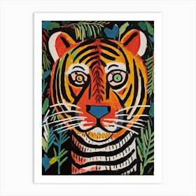 Tiger Art In Outsider Art Style 2 Art Print