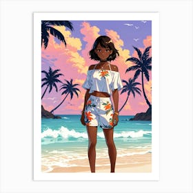 Girl On The Beach Art Print