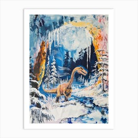 T Rex In Ice Cave Painting Art Print