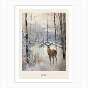 Vintage Winter Animal Painting Poster Deer 1 Art Print