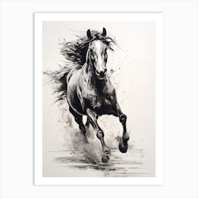 A Horse Painting In The Style Of Monochrome Painting 3 Art Print
