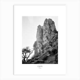 Poster Of Capri, Italy, Black And White Photo 3 Art Print