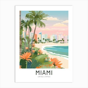 Miami, United States Maximalist Travel Poster Vibrant Colour  Art Print