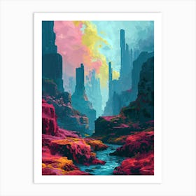 Cityscape Painting | Pixel Art Series Art Print