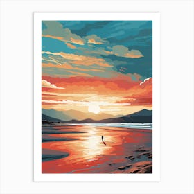 Luskentyre Sands Isle Of Harris Scotland At Sunset, Vibrant Painting 1 Art Print