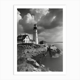 Black And White Lighthouse Art Print