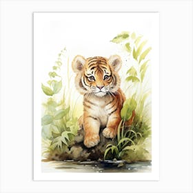 Tiger Illustration Painting Watercolour 3 Art Print