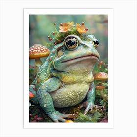 Frog With Flowers Art Print