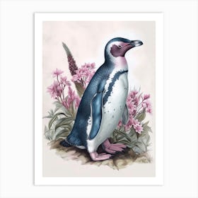 Adlie Penguin Dunedin Taiaroa Head Vintage Botanical Painting 2 Art Print