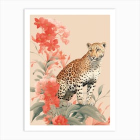 Leopard And Flowers Art Print