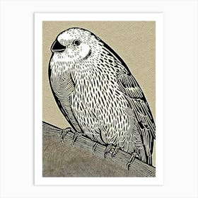 Budgerigar Linocut Bird Art Print